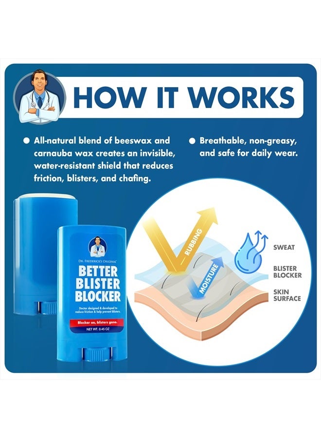 Dr. Frederick's Original Better Blister Blocker 0.90 oz - 2 Sticks - Anti Chafing Stick - Anti Blister Balm - Blister Prevention & Pain Relief - Anti Chafe Stick for Travel - Theme Park Essentials - Image 4