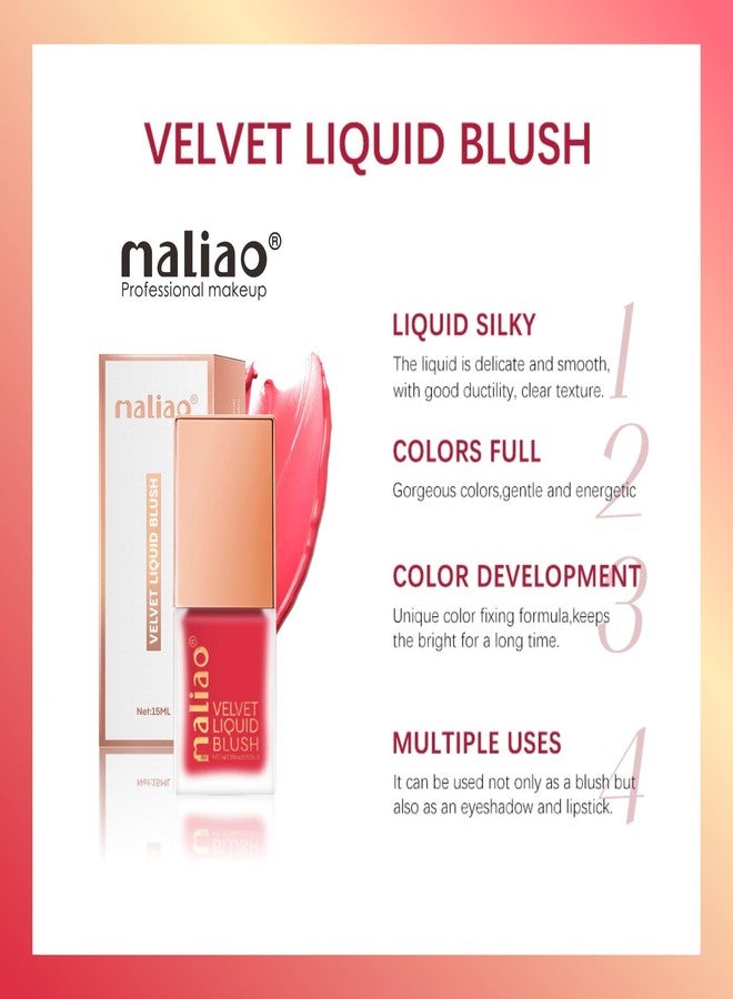Maliao Velvet Liquid Blush - Radiant Flush of Color for Every Look (02-ROSE PINK)15ml - Image 4