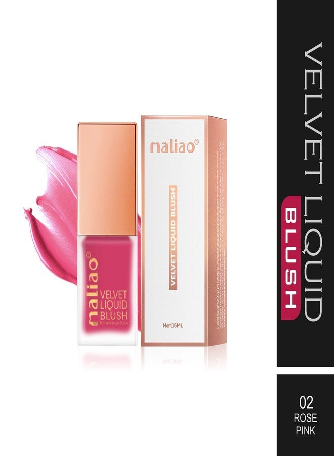 Maliao Velvet Liquid Blush - Radiant Flush of Color for Every Look (02-ROSE PINK)15ml - Image 3