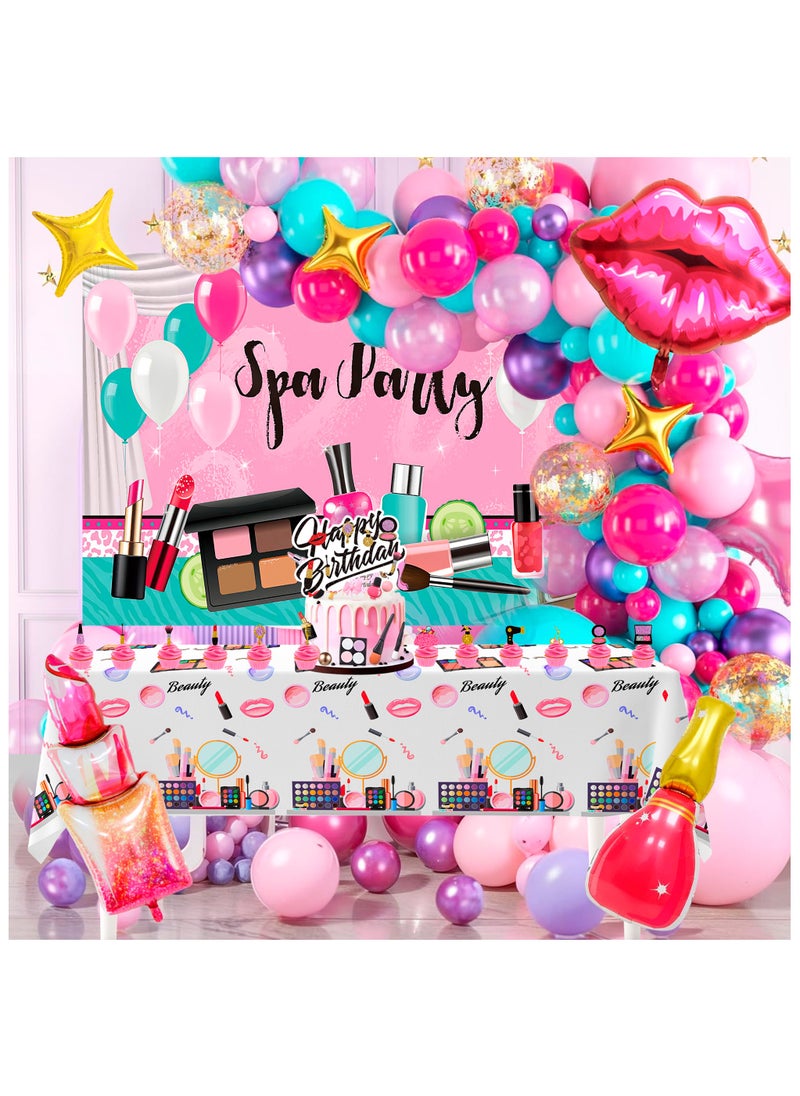 Makeup Birthday Party Decorations, 101 Pcs Spa Birthday Party Supplies Masquerade Balloons Backdrop Cake Toppers Tablecloth - pzsku/Z15DC09B67DBF3DA539E6Z/45/_/1739174908/ade40f66-5884-4505-8ebc-39f3d129f1fe