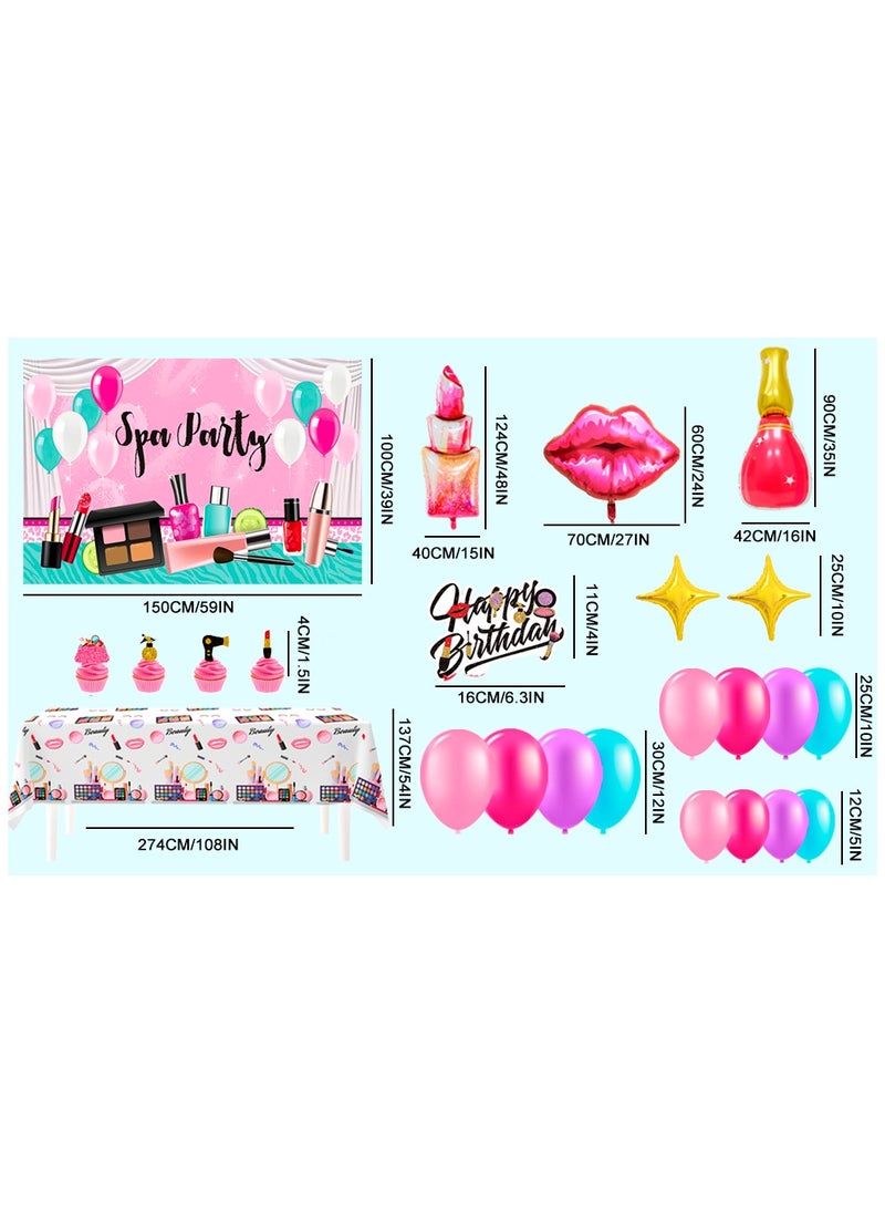 Makeup Birthday Party Decorations, 101 Pcs Spa Birthday Party Supplies Masquerade Balloons Backdrop Cake Toppers Tablecloth - pzsku/Z15DC09B67DBF3DA539E6Z/45/_/1739521800/843bb6ee-1ac2-4683-8bc6-742de4003ebf