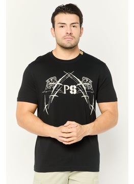 Plein Sport Men Sportswear Fit Short Sleeves Outdoor T-Shirt, Black  - Image 1