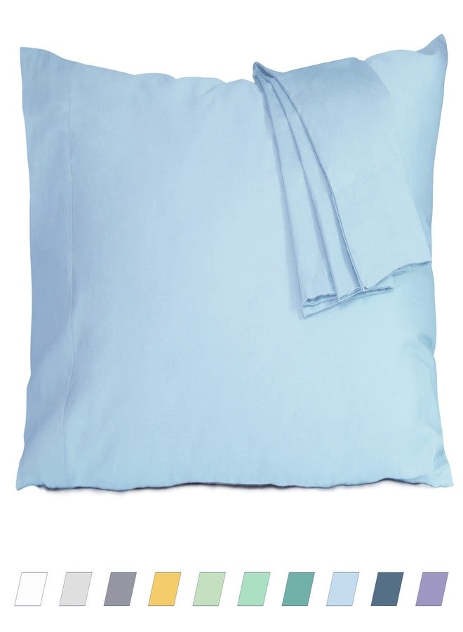 HOMTEC Cotton Pillow Cases Standard Size, 20 by 30 inches Queen Pillowcases, Light Blue Pillow Cases Set of 2, Pillow Cases Queen Cotton Percale Weave Pre-Shrunk Breathable and Hypoallergenic - Image 1