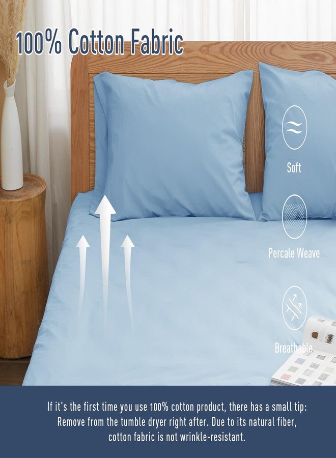 HOMTEC Cotton Pillow Cases Standard Size, 20 by 30 inches Queen Pillowcases, Light Blue Pillow Cases Set of 2, Pillow Cases Queen Cotton Percale Weave Pre-Shrunk Breathable and Hypoallergenic - Image 4