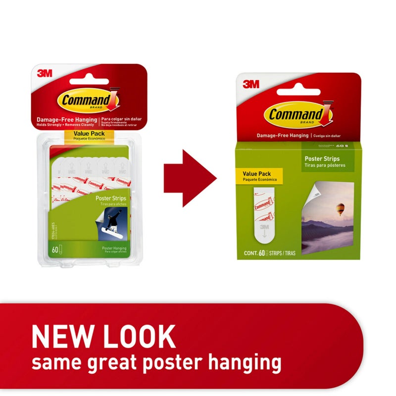 Command Poster Strips  Damage Free Hanging Poster Hangers  No Tools Wall Hanging  60 White Adhesive Strips - Image 5