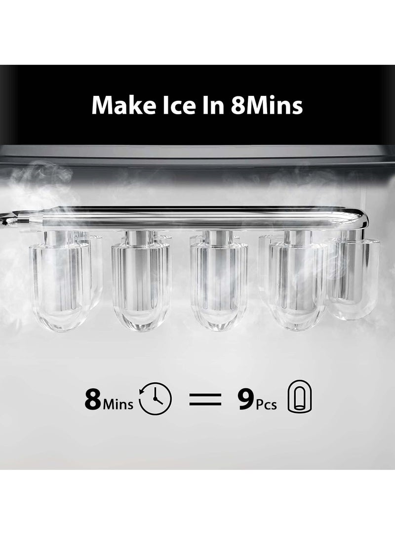 آر إيه أف آلة صنع الثلج RAF - آلة صنع ثلج محمولة على الطاولة، 26 رطلاً في 24 ساعة، تنظيف تلقائي، حجم ثلج قابل للتعديل، تشغيل هادئ للمنزل والمكتب والحفلات - Image 3