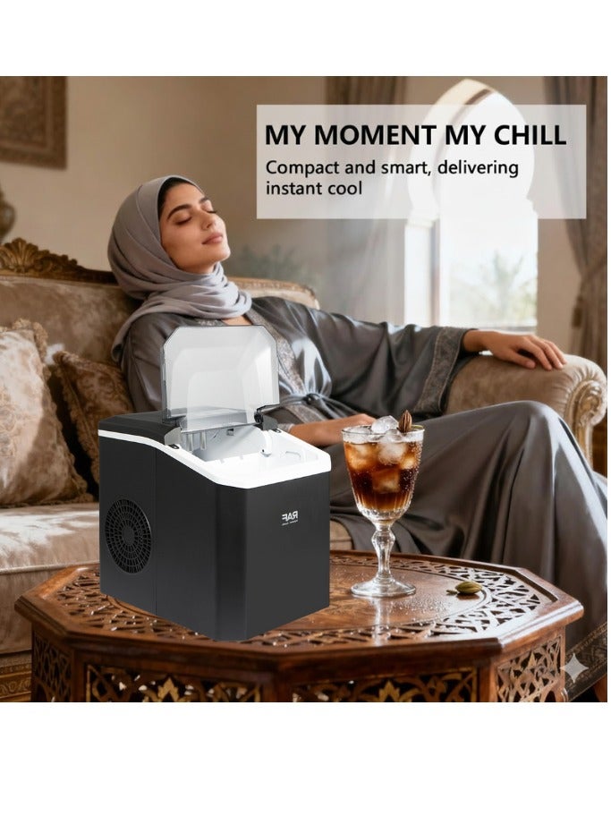 آر إيه أف آلة صنع الثلج RAF - آلة صنع ثلج محمولة على الطاولة، 26 رطلاً في 24 ساعة، تنظيف تلقائي، حجم ثلج قابل للتعديل، تشغيل هادئ للمنزل والمكتب والحفلات - Image 5