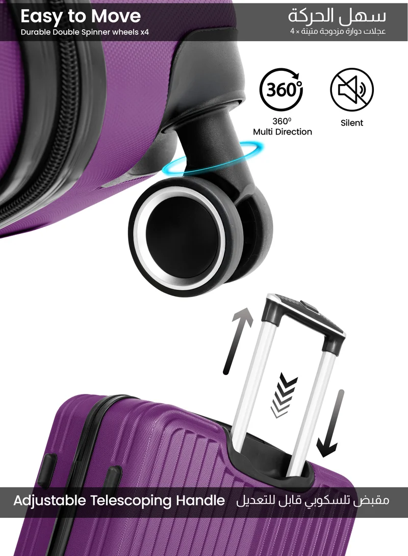 بارا جون حقيبة سفر بعجلات كبيرة الحجم وخفيفة الوزن من بلاستيك  صلبة -  بوصة | تحمل  كجم، حقيبة بعجلات صلبة بثمانية عجلات - بنفسجي