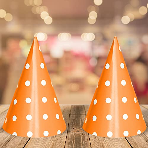Festiko® Polka Dot Cone Party Hats (12 Pcs), Theme Birthday Supplies, Return Gifts for Kids, Gift Accessories, Party Items, Paper Cone Party Hats/Cap, Party wearables,Orange - Image 4