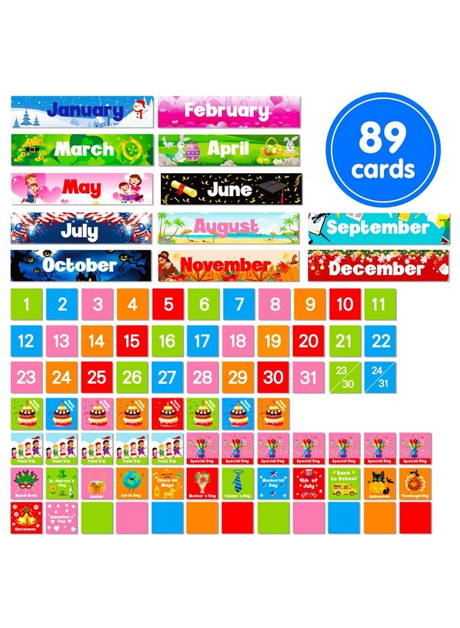 AUVCAS Vnom Blue Calendar Pocket Chart For Classroom,School Pocket Calendar For Kids Learning For Home,Pre-K Homeschool Daycare Classroom Supplies For Teachers… - Image 3