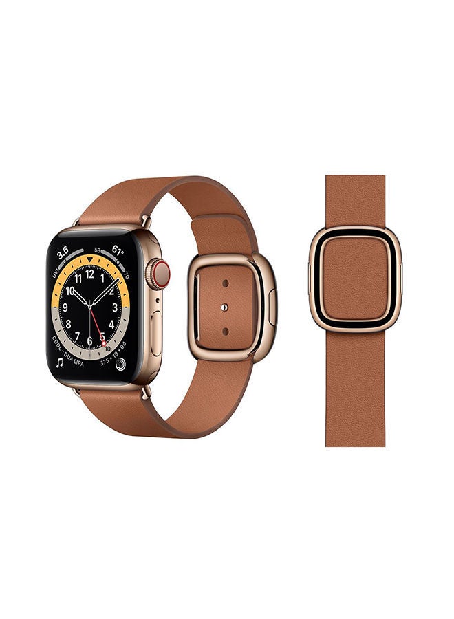 NIBEMINENT Leather Replacement Band For Apple Watch Series 6/SE/5/4/3/2/1 Brown