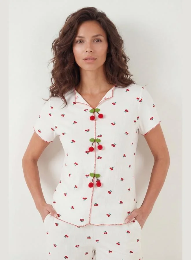 Lela  Lela Regular Fit Patterned V-Neck Short-Sleeve Pajama Set Women's PAJAMA SET 65770836 for Women | Best Price UAE