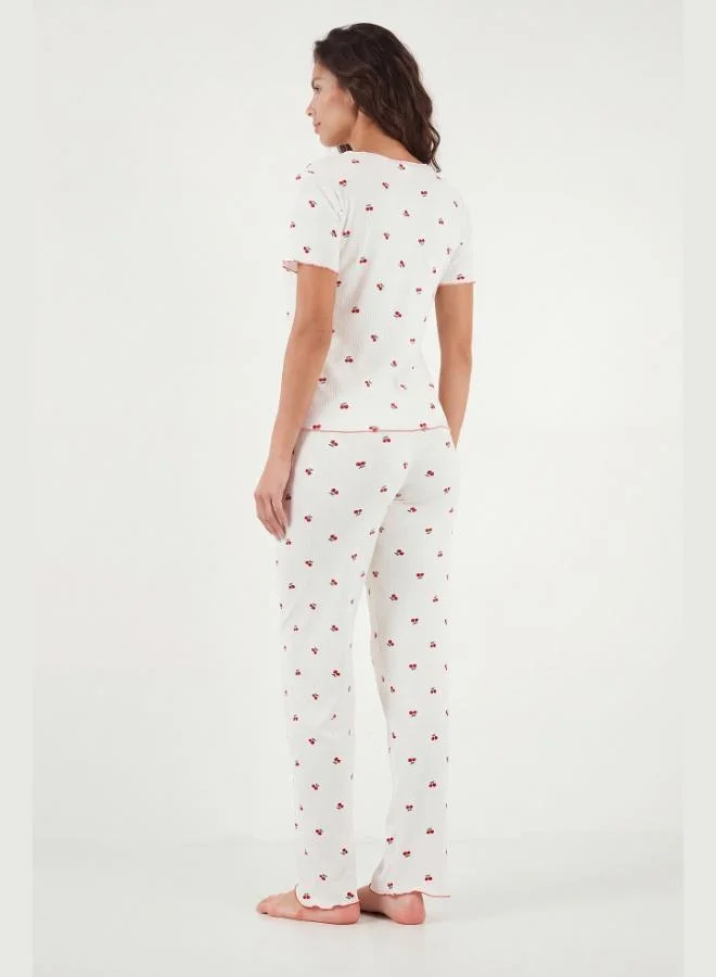 Lela  Lela Regular Fit Patterned V-Neck Short-Sleeve Pajama Set Women's PAJAMA SET 65770836 for Women | Best Price UAE
