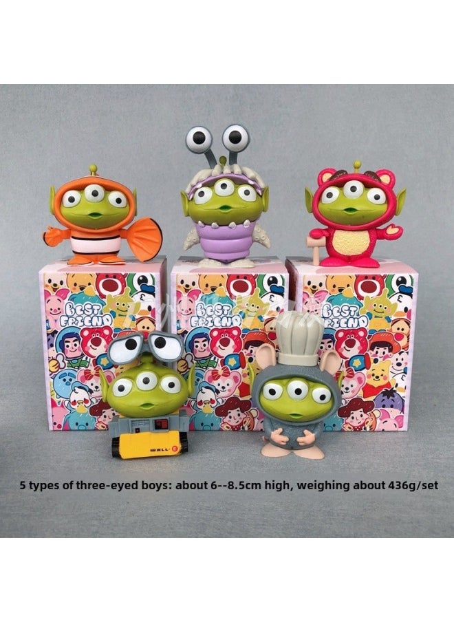 7 Disney Strawberry Bear Stiffy Mickey Mouse Eternal Flower Modeling Blind Box Gashapon Doll Hand-made Toy-Color:Five Three-eyed Children (please Take A Multiple Of 5 And Send A Complete Set Of 5 Directly) Will Not Be Delivered In Bulk