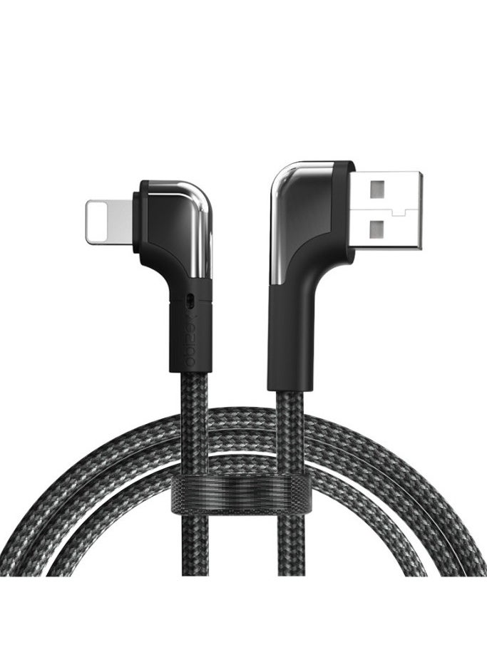 Yesido - iPhone cable 90 degrees from USB A to Lightning made of nylon braided durable and fast charging cable compatible with iPhone 12/Xs Max/XS/XR/7/7Plus/X/8/8Plus/6S/6S Plus/SE - Image 1