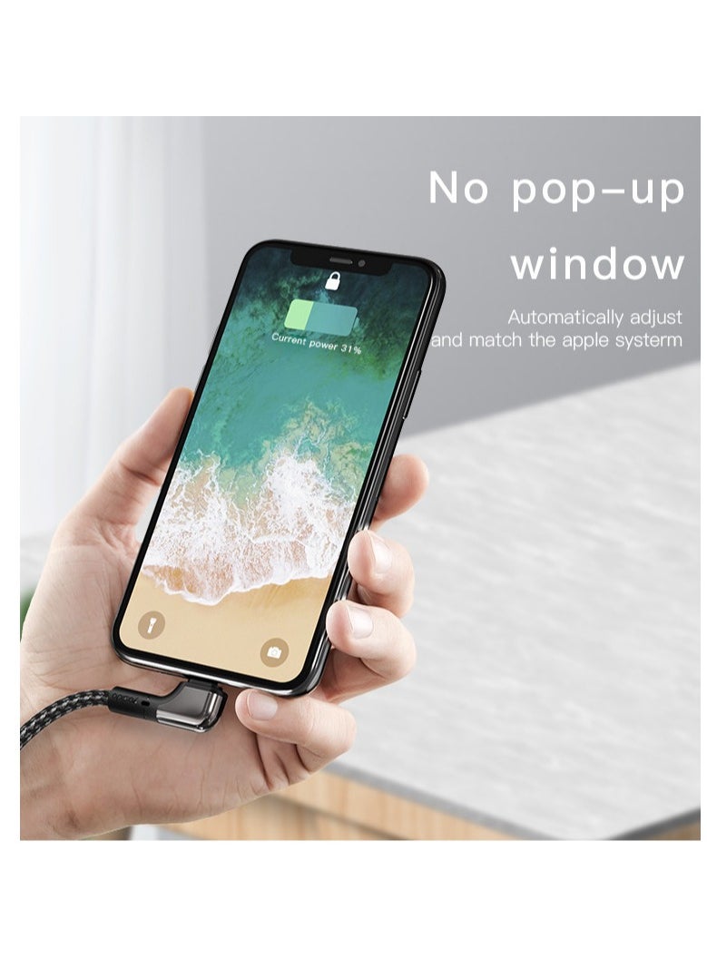 Yesido - iPhone cable 90 degrees from USB A to Lightning made of nylon braided durable and fast charging cable compatible with iPhone 12/Xs Max/XS/XR/7/7Plus/X/8/8Plus/6S/6S Plus/SE - Image 1