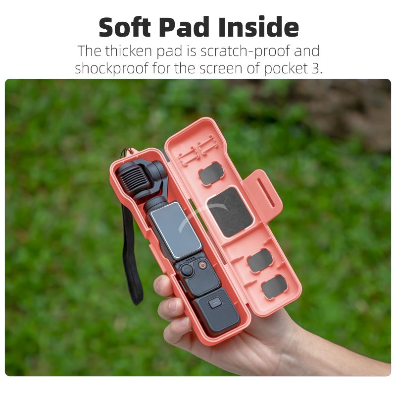 سني لايف حقيبة بوكيلا لحمل كاميرا DJI OSMO Pocket 3، حقيبة تخزين محمولة مزودة بثلاث فتحات مغناطيسية لتخزين فلاتر الاستقطاب/الكثافة المحايدة وفتحتين لبطاقات التخزين، حقيبة صلبة واقية لملحقات كاميرا DJI Osmo Pocket 3 - Image 4