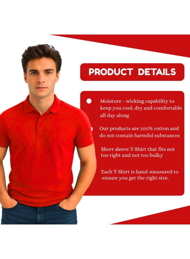 برينت شوب فور مي تي شيرت بولو رجالي من Interlock بقصّة عادية من القطن الخالص بأكمام قصيرة، 220 جرام لكل متر مربع، ألوان أساسية - Image 4