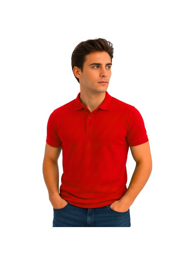 برينت شوب فور مي تي شيرت بولو رجالي من Interlock بقصّة عادية من القطن الخالص بأكمام قصيرة، 220 جرام لكل متر مربع، ألوان أساسية - Image 3