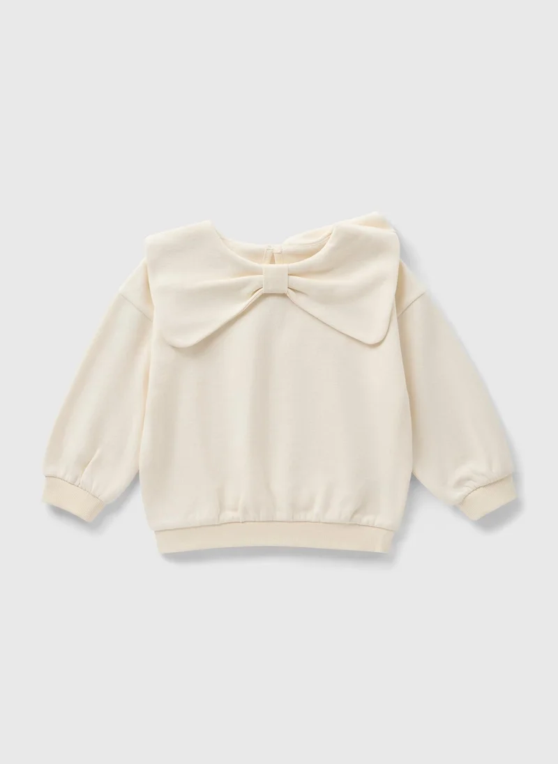 ماتلان بلوزة قطنية للبنات بفيونكة كريمية