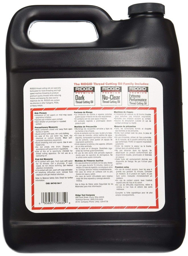 ريدجيد زيت قطع الخيوط Nu-Clear من RIDGID 70835، 1 جالون، خالٍ من الهالوجين والكلور وثنائي الفينيل متعدد الكلور، مصمم لإطالة عمر المعدات، يبرد الخيوط والأنابيب - Image 3