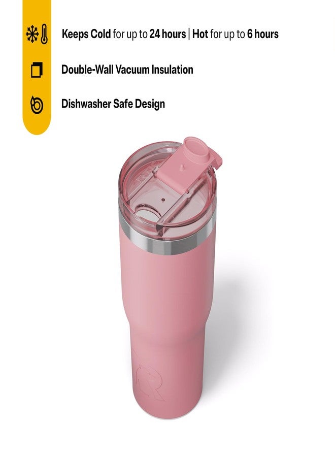 RTIC كوب RTIC Essential Tumbler سعة 20 أونصة مع غطاء، مبطن بالسيراميك، معزول، مصنوع من الفولاذ المقاوم للصدأ، معدني، جدار مزدوج معزول بالتفريغ، كوب سفر للقهوة المثلجة والشاي والمشروبات الساخنة والباردة، لون وردي مغبر - Image 3
