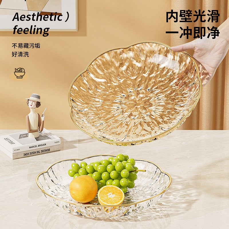 Glacier Crystal Glass Ripple Transparent Fruit Plate Petal Living Room Home Plate Accessible Luxury Fruit Basket Coffee Table Dried Fruit Plate - Image 5