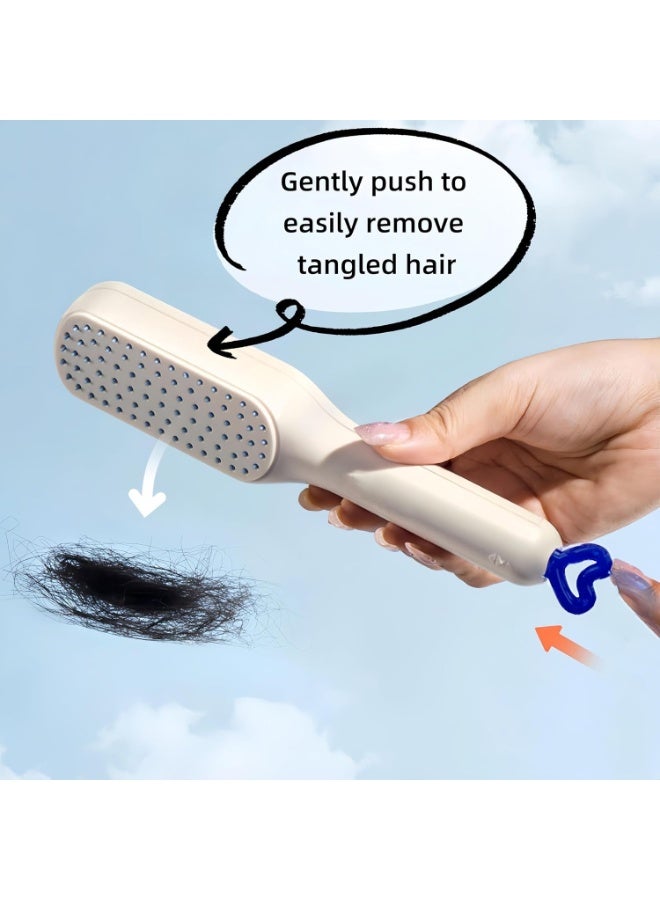 فرشاة شعر ذاتية التنظيف بمشط تدليك مضاد للكهرباء الساكنة، أسنان قابلة للسحب للتنظيف الفوري بنقرة واحدة، فرشاة فك تشابك الشعر للنساء والرجال، مناسبة لجميع أنواع الشعر والشعر الكيرلي والمفرود والناعم والسميك والويڤي والباروكة والإكستنشن، مقبض مريح مضاد للانزلاق، تصميم مطوّر بأسنان ناعمة غير مؤلمة لفك العقد وتشابك الشعر بسرعة، أداة تصفيف مثالية للاستخدام اليومي، سهلة التنظيف في ثوانٍ مع خاصية الرفع الفوري للشعر العالق، مناسبة للأطفال والكبار - Image 4