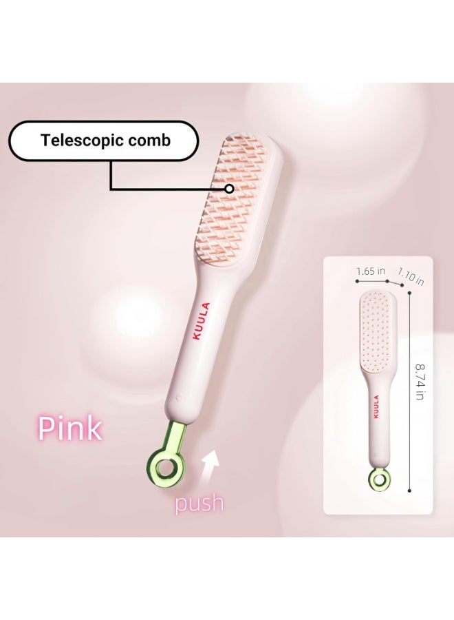 فرشاة شعر ذاتية التنظيف بمشط تدليك مضاد للكهرباء الساكنة، أسنان قابلة للسحب للتنظيف الفوري بنقرة واحدة، فرشاة فك تشابك الشعر للنساء والرجال، مناسبة لجميع أنواع الشعر والشعر الكيرلي والمفرود والناعم والسميك والويڤي والباروكة والإكستنشن، مقبض مريح مضاد للانزلاق، تصميم مطوّر بأسنان ناعمة غير مؤلمة لفك العقد وتشابك الشعر بسرعة، أداة تصفيف مثالية للاستخدام اليومي، سهلة التنظيف في ثوانٍ مع خاصية الرفع الفوري للشعر العالق، مناسبة للأطفال والكبار - Image 3