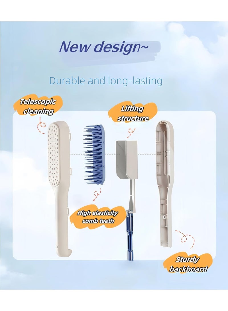 فرشاة شعر ذاتية التنظيف بمشط تدليك مضاد للكهرباء الساكنة، أسنان قابلة للسحب للتنظيف الفوري بنقرة واحدة، فرشاة فك تشابك الشعر للنساء والرجال، مناسبة لجميع أنواع الشعر والشعر الكيرلي والمفرود والناعم والسميك والويڤي والباروكة والإكستنشن، مقبض مريح مضاد للانزلاق، تصميم مطوّر بأسنان ناعمة غير مؤلمة لفك العقد وتشابك الشعر بسرعة، أداة تصفيف مثالية للاستخدام اليومي، سهلة التنظيف في ثوانٍ مع خاصية الرفع الفوري للشعر العالق، مناسبة للأطفال والكبار - Image 5