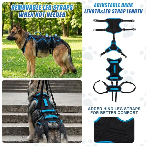 Yeyeplum Dog Lift Harness for Large Dogs, 2-in-1 Detachable Full Body Support Acl Dog Sling Carrier with 4 Handles, Hind Assist Back Leg for Senior, Disabled, Arthritic & Post-Surgery Canines(Large) - Image 3