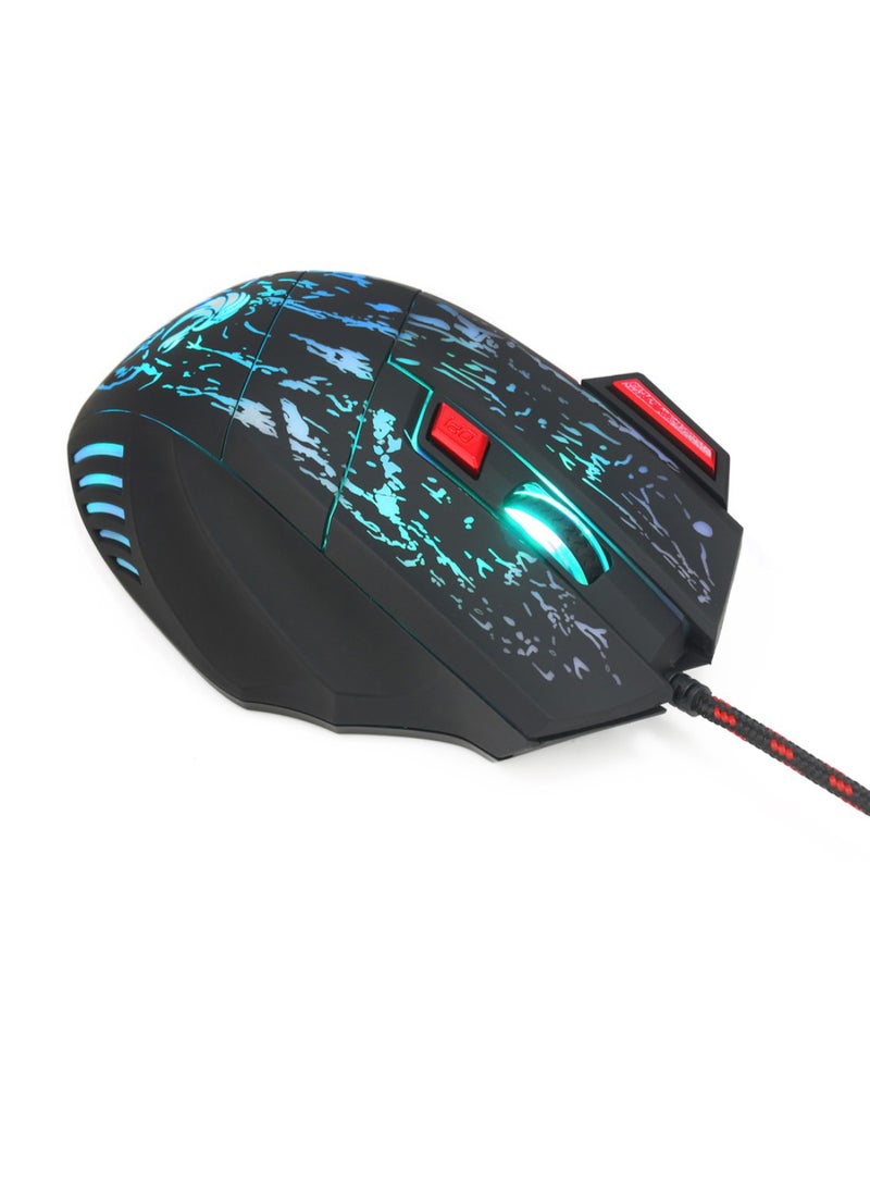 ماوس ألعاب H300 سلكي ضوئي LED بدقة نقاط لكل بوصة قابلة للتعديل أسود/أزرق/ أحمر - Image 4