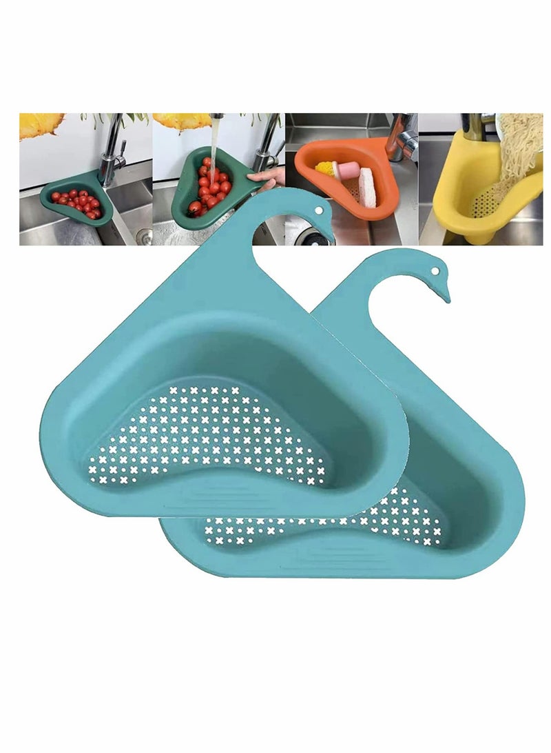 SOLARAE Swan Drain Basket for Kitchen Sink, Triangle Sink Drain Rack Corner Kitchen Sink Strainer Basket, Multi-function Drain Rack - Image 1