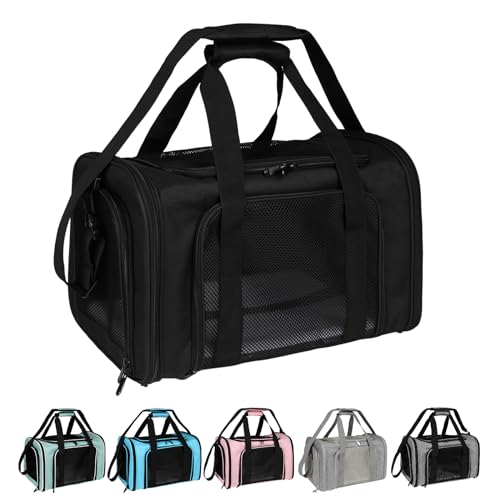Top tasta Dog Cat Carrier Pet Carriers for Small Medium Large Cats Dogs Carrier Soft Sided Small Puppy Dog Carrier Portable Foldable Airline Approved Dog Cat Travel Carrier Black Medium - Image 1
