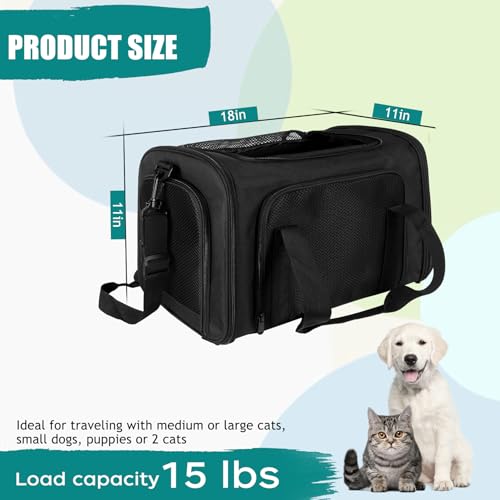 Top tasta Dog Cat Carrier Pet Carriers for Small Medium Large Cats Dogs Carrier Soft Sided Small Puppy Dog Carrier Portable Foldable Airline Approved Dog Cat Travel Carrier Black Medium - Image 3