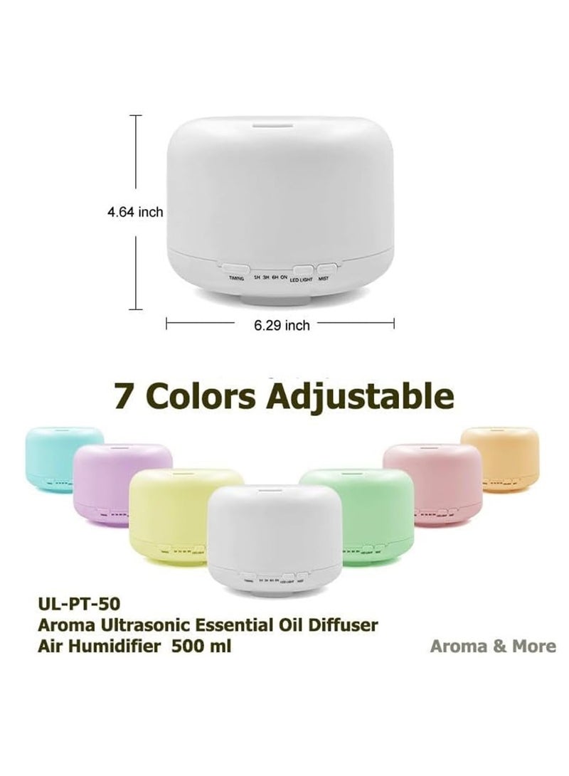 بيروي مصباح إضاءة LED ذو 7 ألوان لمصباح إضاءة LED ناشر عبيري مرطب هواء بالزيت العطري أبيض 500 مل - Image 2