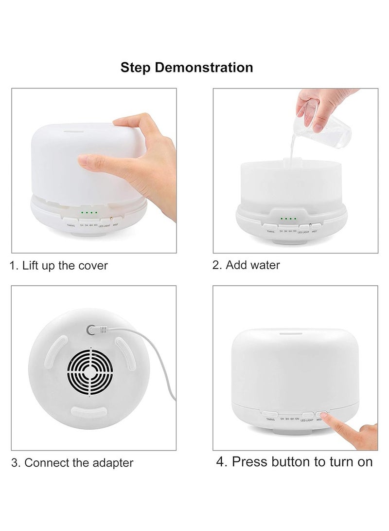 بيروي مصباح إضاءة LED ذو 7 ألوان لمصباح إضاءة LED ناشر عبيري مرطب هواء بالزيت العطري أبيض 500 مل - Image 4