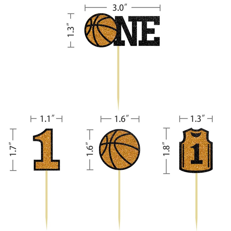 Moitkptt 24Pcs Basketball Cupcake Toppers - First Birthday Basketball Cake Decorations for Baby Shower  BAK001 - Image 3
