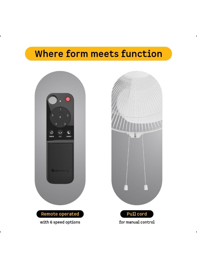 atomberg Renesa 400mm Wall Mount Fan | 5-star rated | Ideal for Home & Office | Silent BLDC Fan | 6 Speeds | 35W | Remote with Oscillation, Timer, Sleep | 2 Years Warranty (Snow White) - Image 4