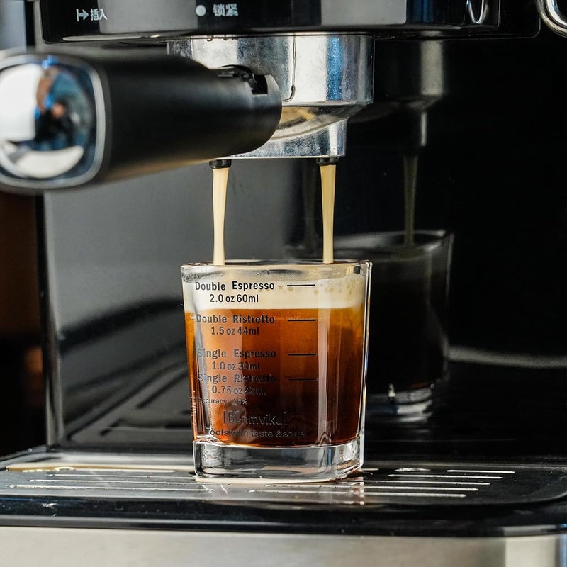 BCnmviku Espresso Shot Glasses Measuring Cup Liquid Heavy Glass for Baristas 2oz for Single Shot of Ristrettos (2 pack) - Image 5