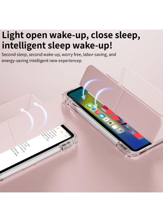 إغرين99 لـ iPad 2025 (11th) A16 11 بوصة غطاء القضية ، تصميم ثلاثي الطي على شكل Y ، زاوية متعددة ، غطاء الجلد اللوحي ، إيقاظ / نوم تلقائي ، وردي - Image 2