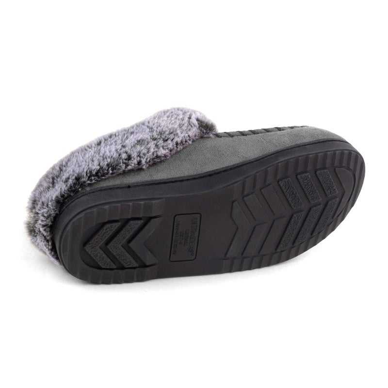 ULTRAIDEAS Women's Memory Foam House Slippers with Hard Bottom, Fur Lined House Shoes with Non-Slip Rubber Sole for Indoor & Outdoor (Dark Grey, 9-10) - Image 3