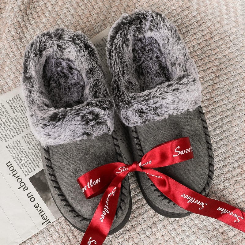 ULTRAIDEAS Women's Memory Foam House Slippers with Hard Bottom, Fur Lined House Shoes with Non-Slip Rubber Sole for Indoor & Outdoor (Dark Grey, 9-10) - Image 5
