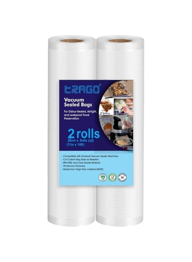 TRAGO Vacuum Seal Roll for Food Storage BPA Free Embossed Sealer Film, Custom Cut Size, Leak Proof Freezer Safe Packaging for Meat Fish Meal Prep Sous Vide and Long Term Storage Freezer Safe - Image 2