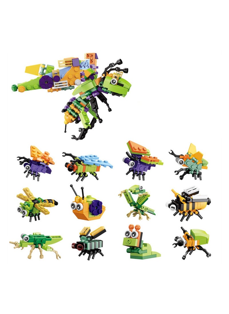 KASTWAVE Animals Building Blocks, Party Favors for Kids, 12 in 1 Animals Building Blocks Sets for Boys Girls, Kindergarten Children's Gacha Ball Gift, Mini Insect Animals Toys for Kids  - Image 1