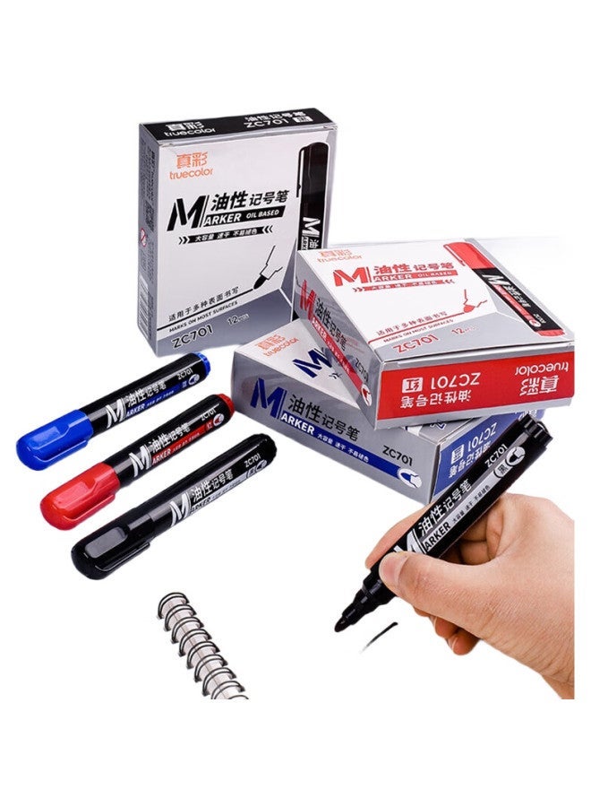 Truecolor Marker Pen, Large Tip, Waterproof, Oil-Based, Non-Fading, Quick-Drying, Oil-Resistant, Red, Large Capacity, Non-Erasable, Large Size, For Construction Line Marking, Express Delivery, Logistics, Zc701 - Image 2