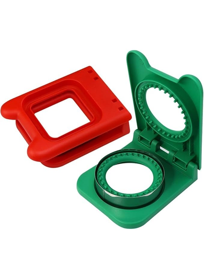 JAMBUVANTI Sandwich Cutter and Sealer for Kids 2Pcs Uncrustable Sandwich Maker and Decruster SetDIY Decruster Pocket SandwichesGreat for Breakfast Sandwich MakerLunchbox and Bento Box Square Round Multi  - Image 1