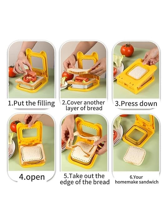 JAMBUVANTI Sandwich Cutter and Sealer for Kids 2Pcs Uncrustable Sandwich Maker and Decruster SetDIY Decruster Pocket SandwichesGreat for Breakfast Sandwich MakerLunchbox and Bento Box Square Round Multi  - Image 4