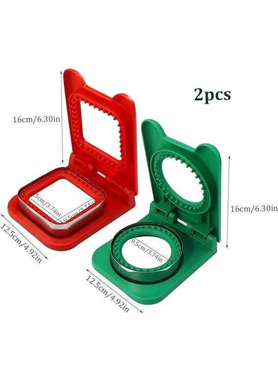 JAMBUVANTI Sandwich Cutter and Sealer for Kids 2Pcs Uncrustable Sandwich Maker and Decruster SetDIY Decruster Pocket SandwichesGreat for Breakfast Sandwich MakerLunchbox and Bento Box Square Round Multi  - Image 5