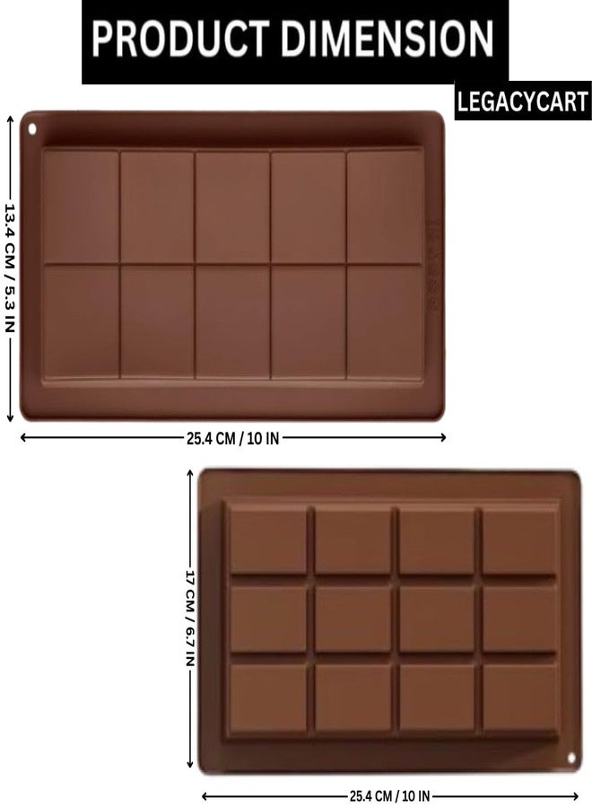 LEGACYCART 12 Cavity and 10 Cavity Dubai Kunafa Silicone Mould Deep Rectangular Break Apart Chocolate Bar for Pistachio Knafeh DIY Ganache Caramel Treats for Kids (Pack of 2) - Image 2